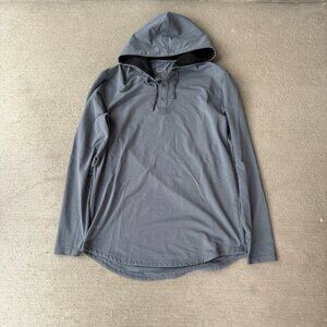 BYLT Premium Basics LUX Hooded Henley Long Sleeve Shirt Gray Size M